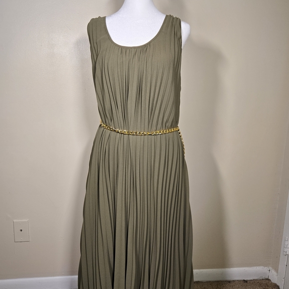 Michael Kors Dresses & Skirts - Michael Kors Olive Strapless Dress with Gold Chain
